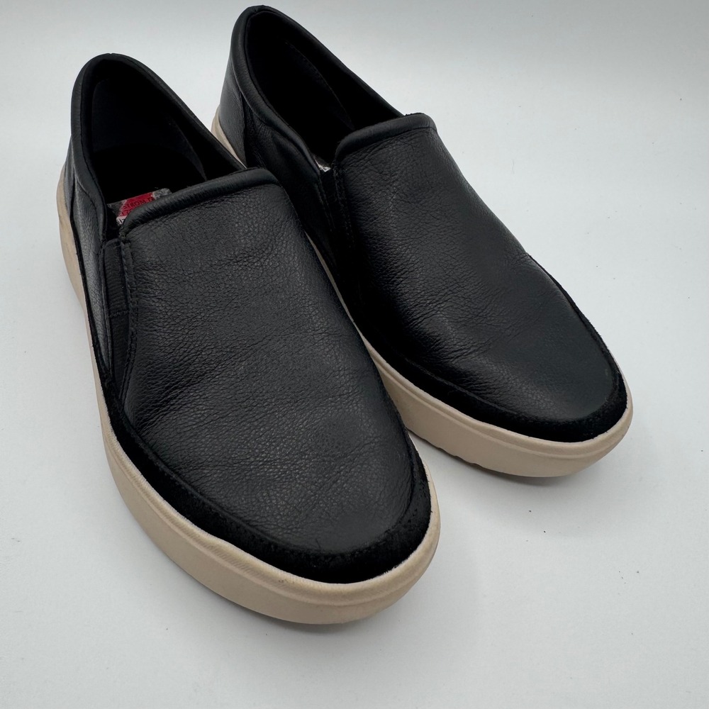 Vionic Kearny Black Leather Platform Slip On Sneakers Womens 8 Wide